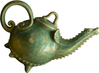 The Dragon shaped teapot from the cover of Spilling the Tea in Gretna Green