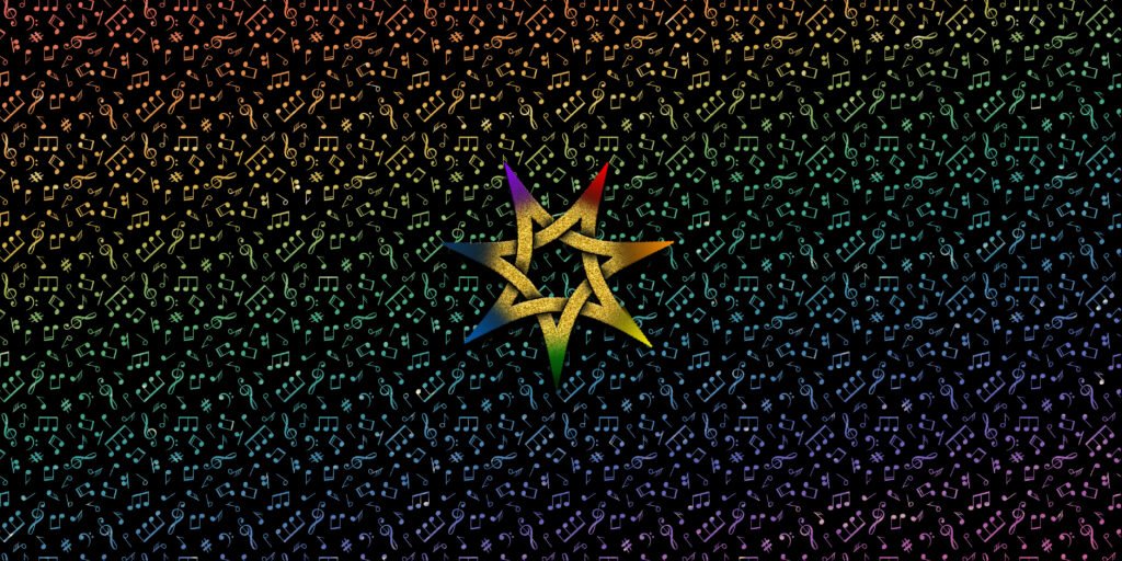 The Midlife Recorder star amongst a background of music notes.