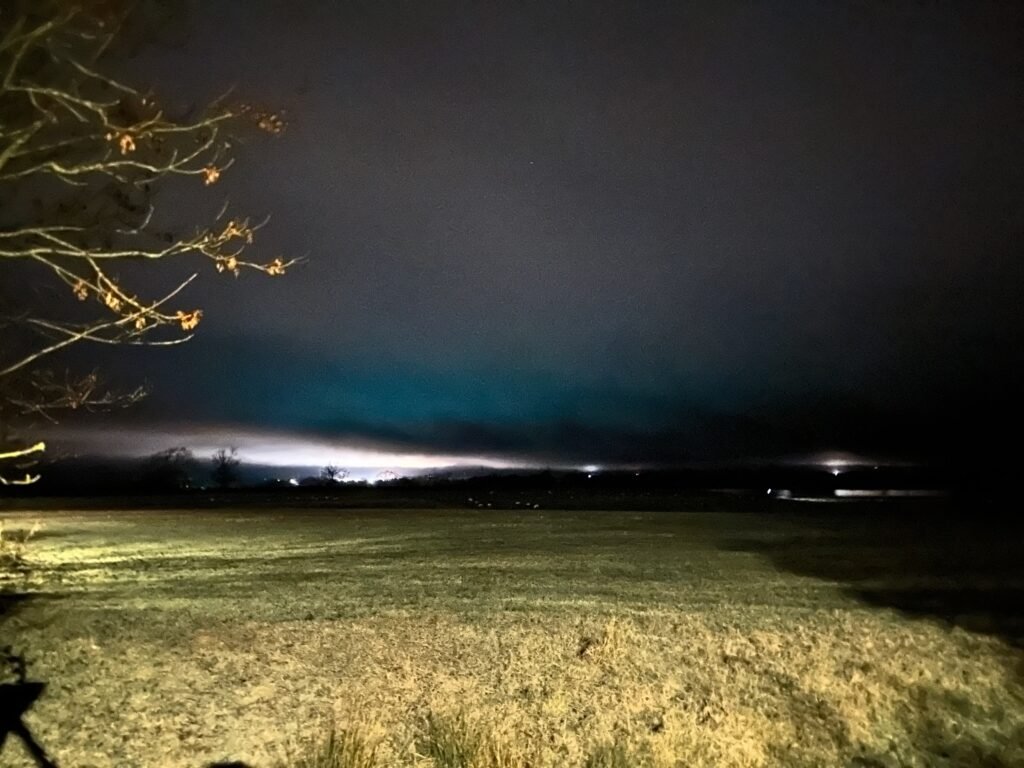 The 'Chicken Sheep' field in Gretna Green at night