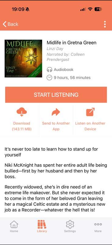 Book page in the BookFunnel app