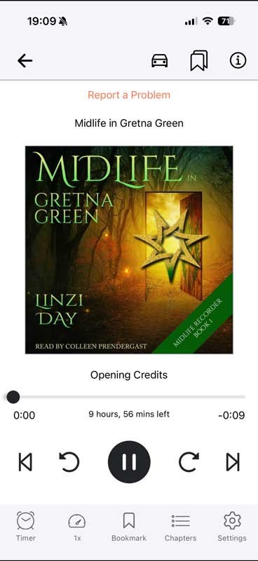 Audiobook playing in the BookFunnel app