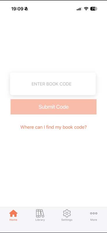 Entering a code in the BookFunnel app